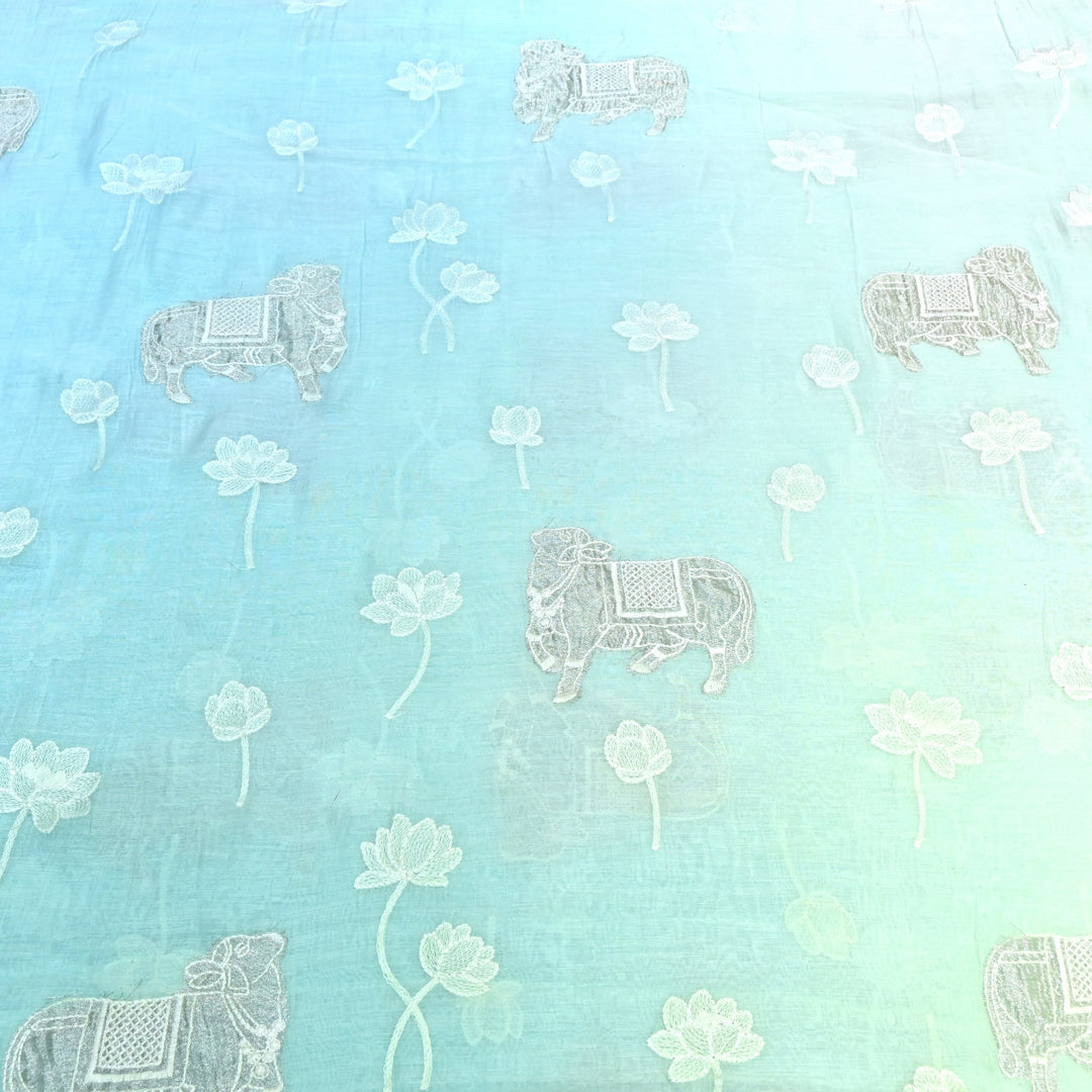 4D Shaded Mul Chanderi Pintex Fabric 44" – Soft Designer Summer Fabric-GP4100-6