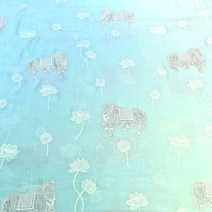 4D Shaded Mul Chanderi Pintex Fabric 44" – Soft Designer Summer Fabric-GP4100-6