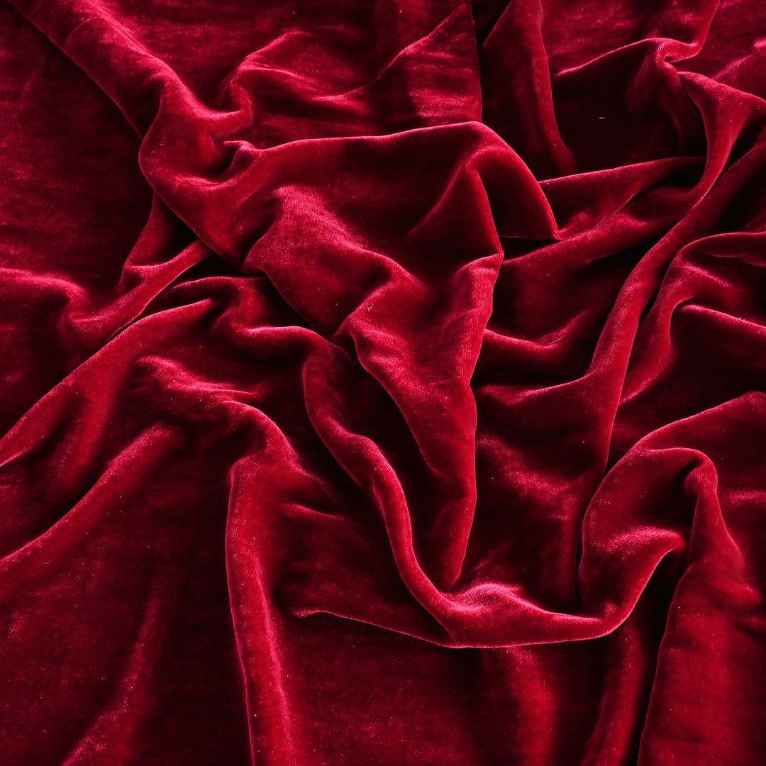 Maroon Color Plain Pure Silk Velvet Fabrics