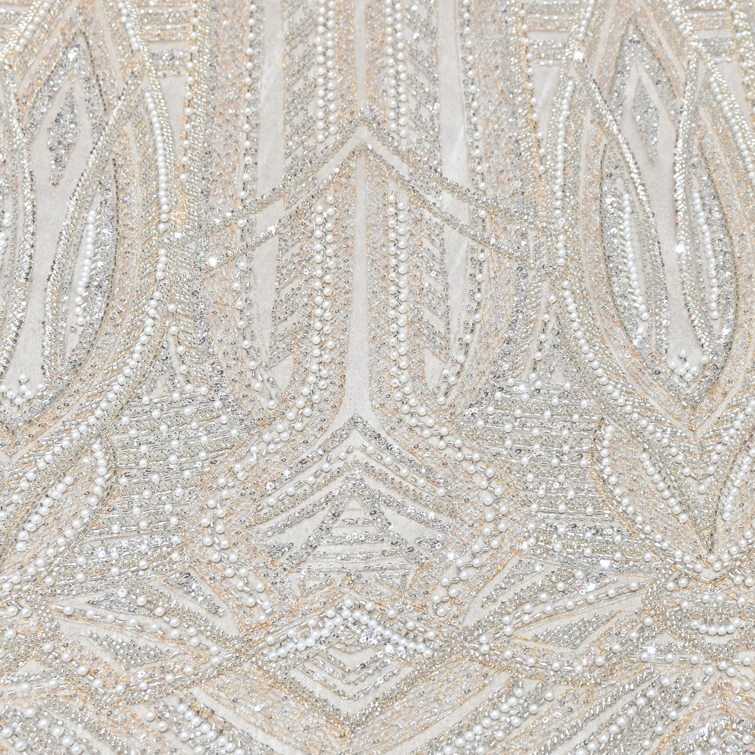IMPORTED PEARL & BEADED FABRIC- 28RJ00- 03