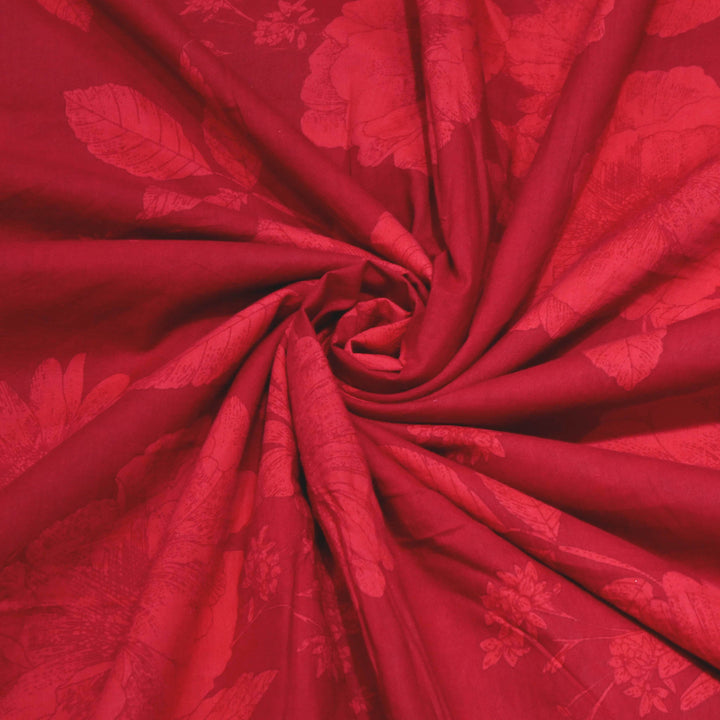 Love Red Cotton Printed Fabric