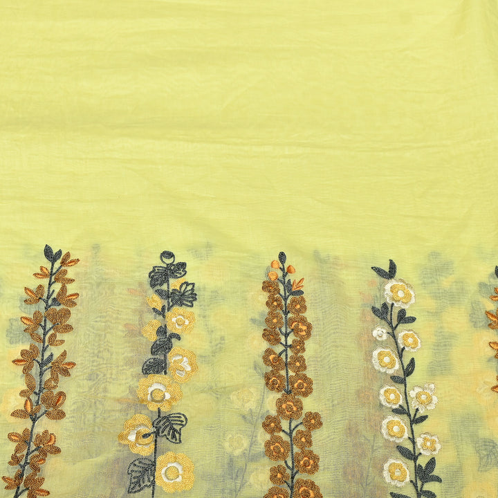Mul Chanderi Thread Embroidery Fabric|Soft Designer Embroidered Dress Material-V1658C-01