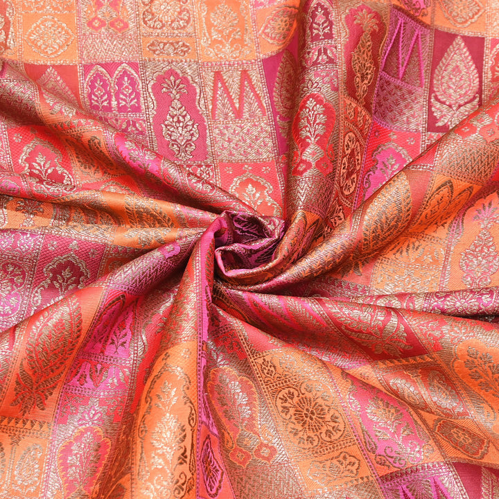 Multi Rangoli Brocade Fabric – Premium Zari Woven Designer Brocade Fabric 001006-A20