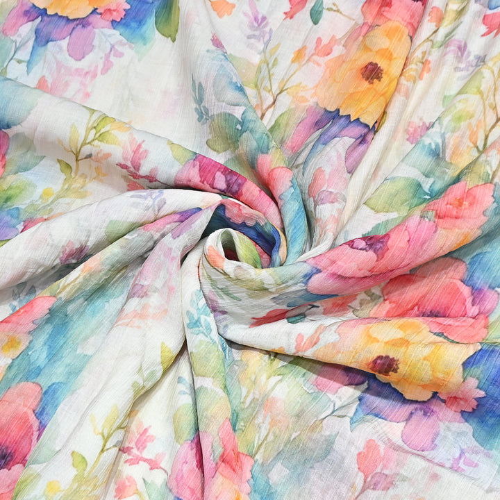 Multi Color Crush Muslin Digital Print Fabric – Soft Designer Muslin Print Fabric- COO145-6