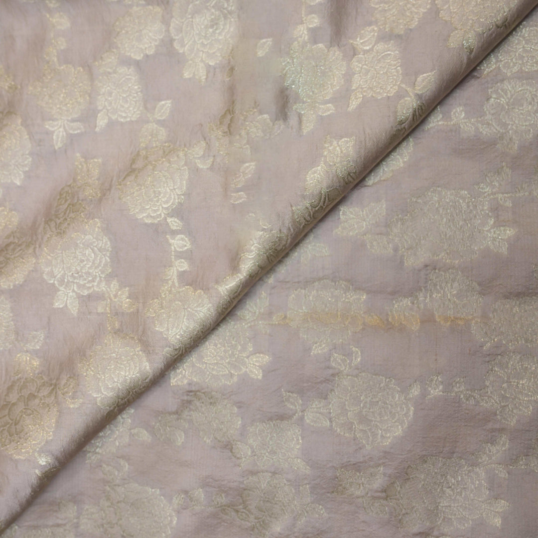 Beige Pure Mango Silk Zari Brocade fabric. | 165-192B