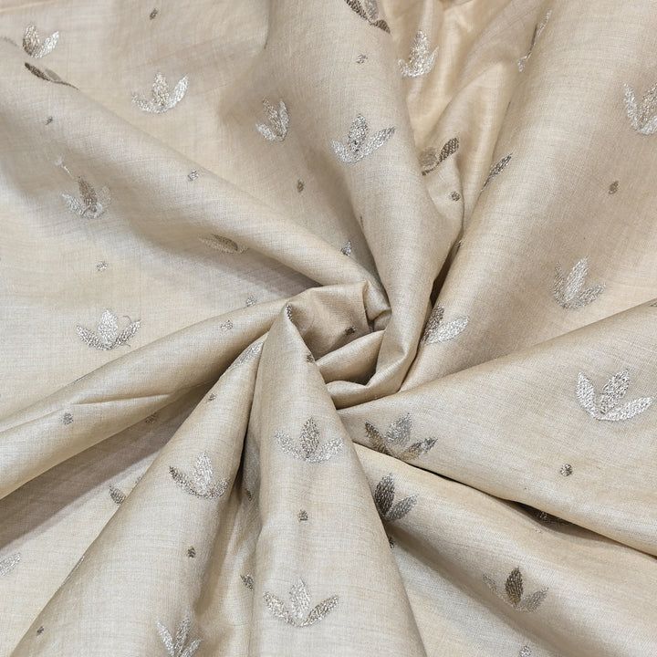 Pure Tassar Silk Zari Embroidery Fabric – Premium Ethnic Designer Fabric for Festive & Wedding Wear -TSR4442-1