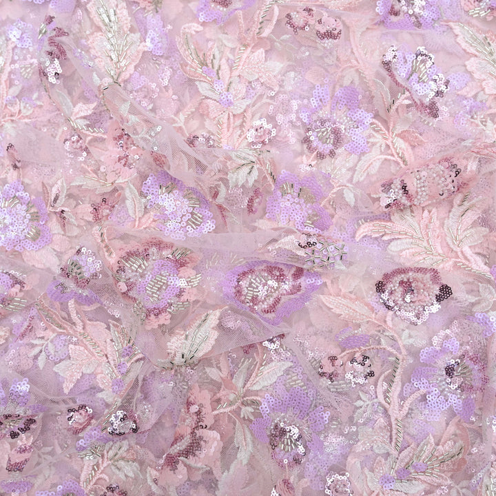 Baby Pink  Net Imported Embroidery Fabric| 25750-4B