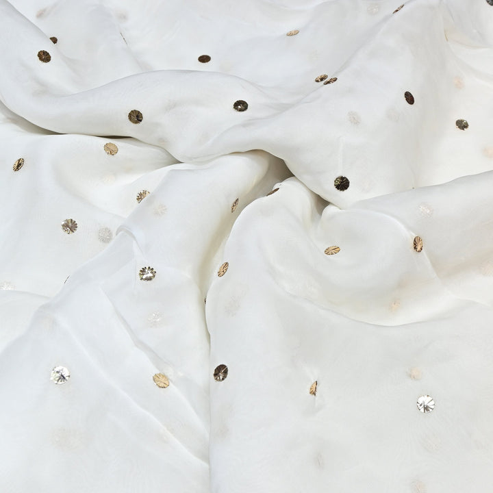 Dyeable Viscose Organza Handwork Mukaish Fabric BT0074