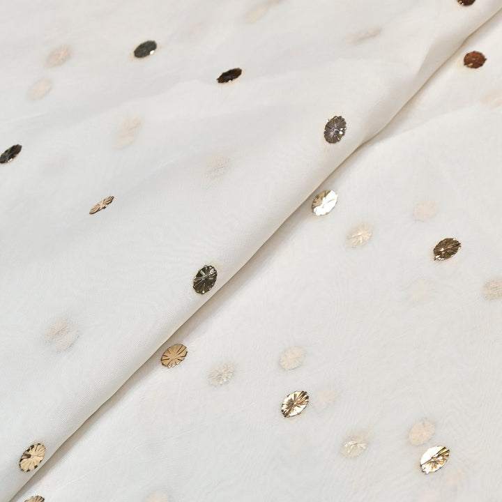 Dyeable Viscose Organza Handwork Mukaish Fabric BT0074