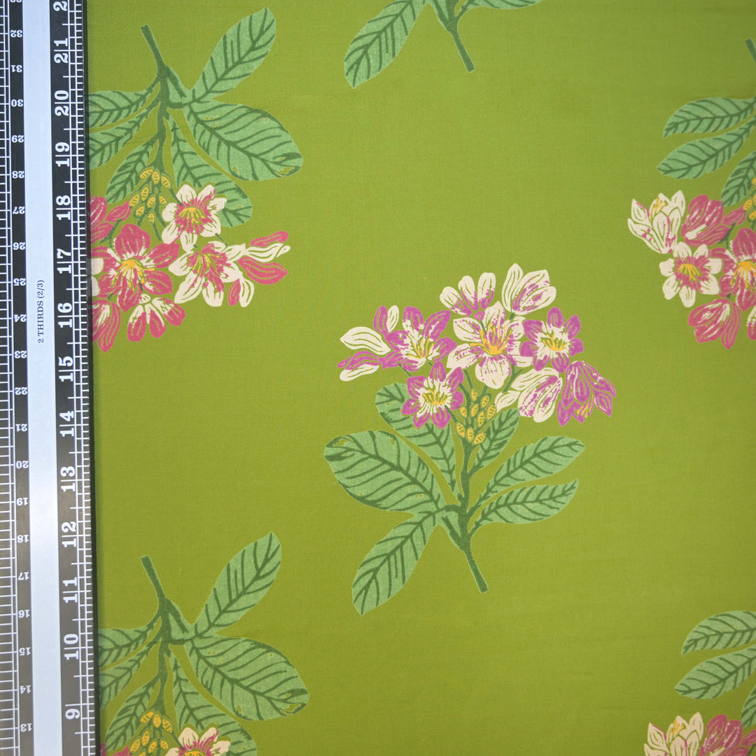 Midnight Bloom Green Floral Cotton Printed Fabric
