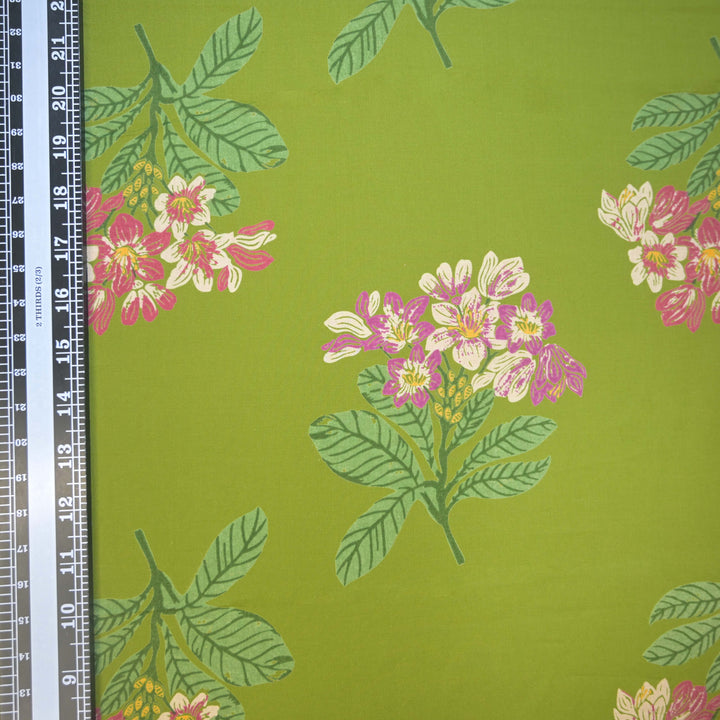 Midnight Bloom Green Floral Cotton Printed Fabric