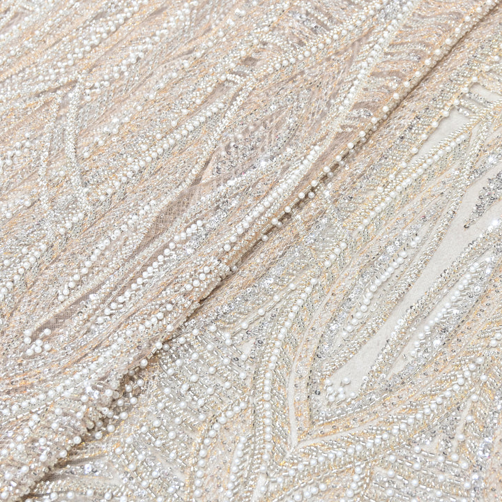 IMPORTED PEARL & BEADED FABRIC- 28RJ00- 03