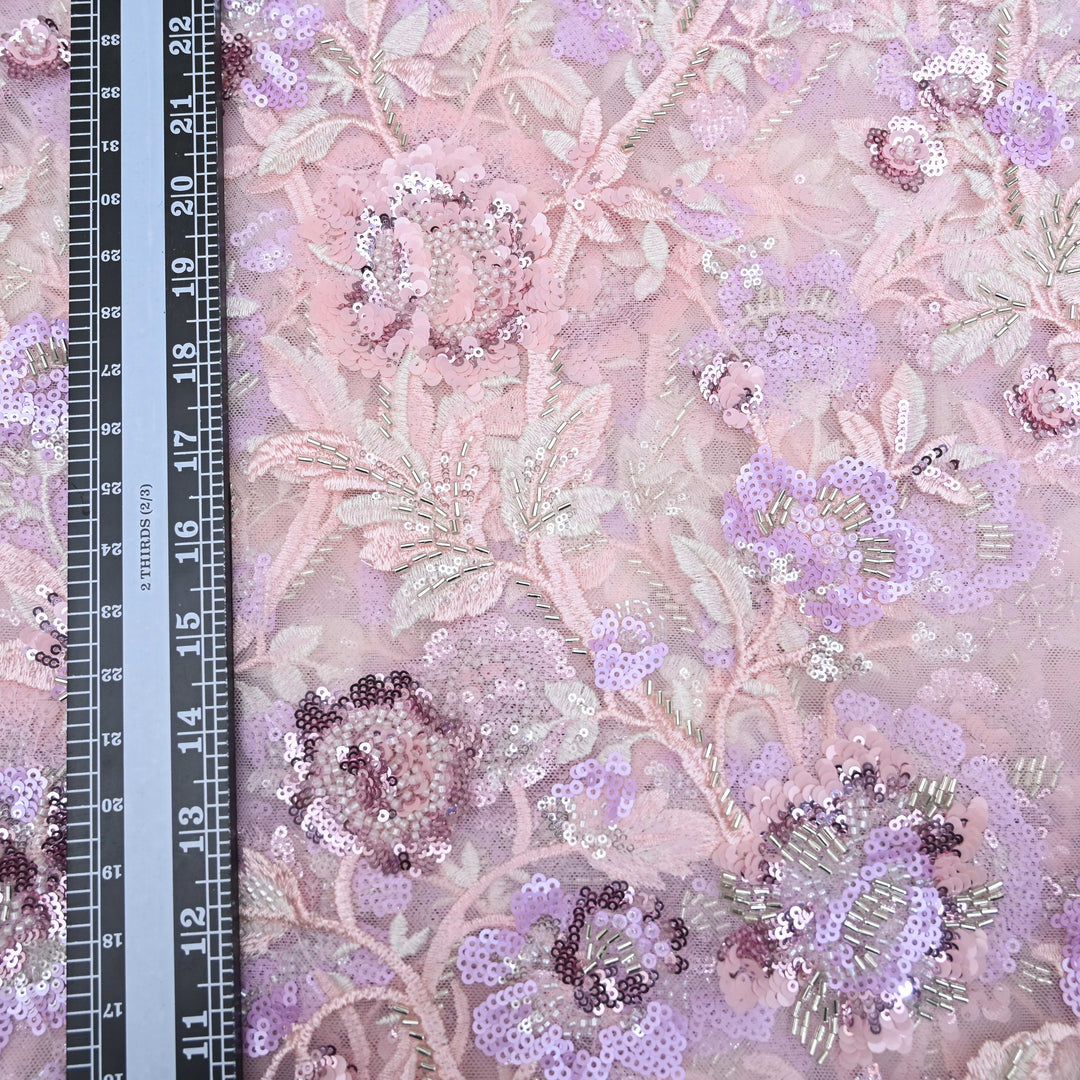 Baby Pink  Net Imported Embroidery Fabric| 25750-4B