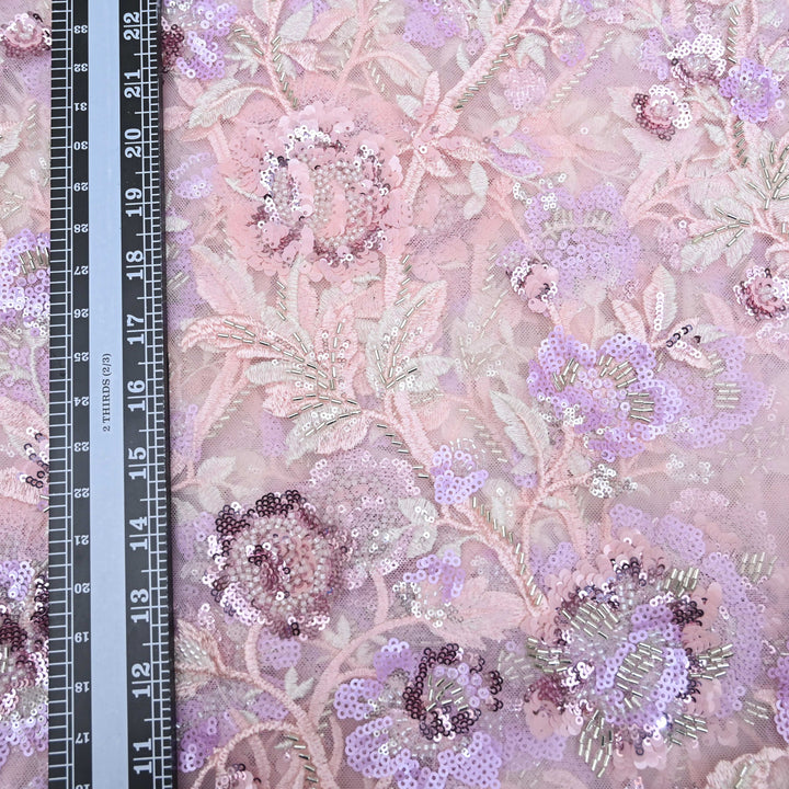 Baby Pink  Net Imported Embroidery Fabric| 25750-4B