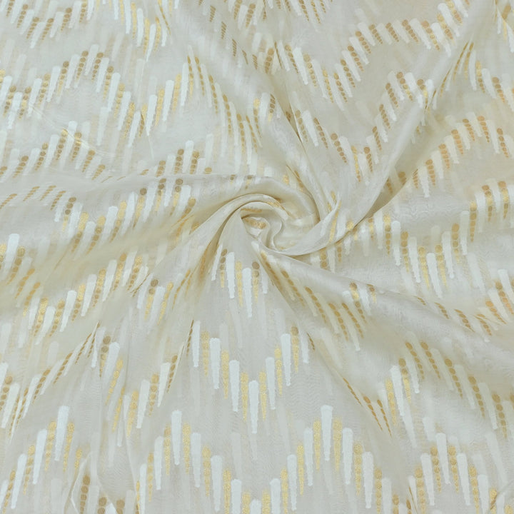 Dyeable Pure Organza Self Zari Work Fabrics