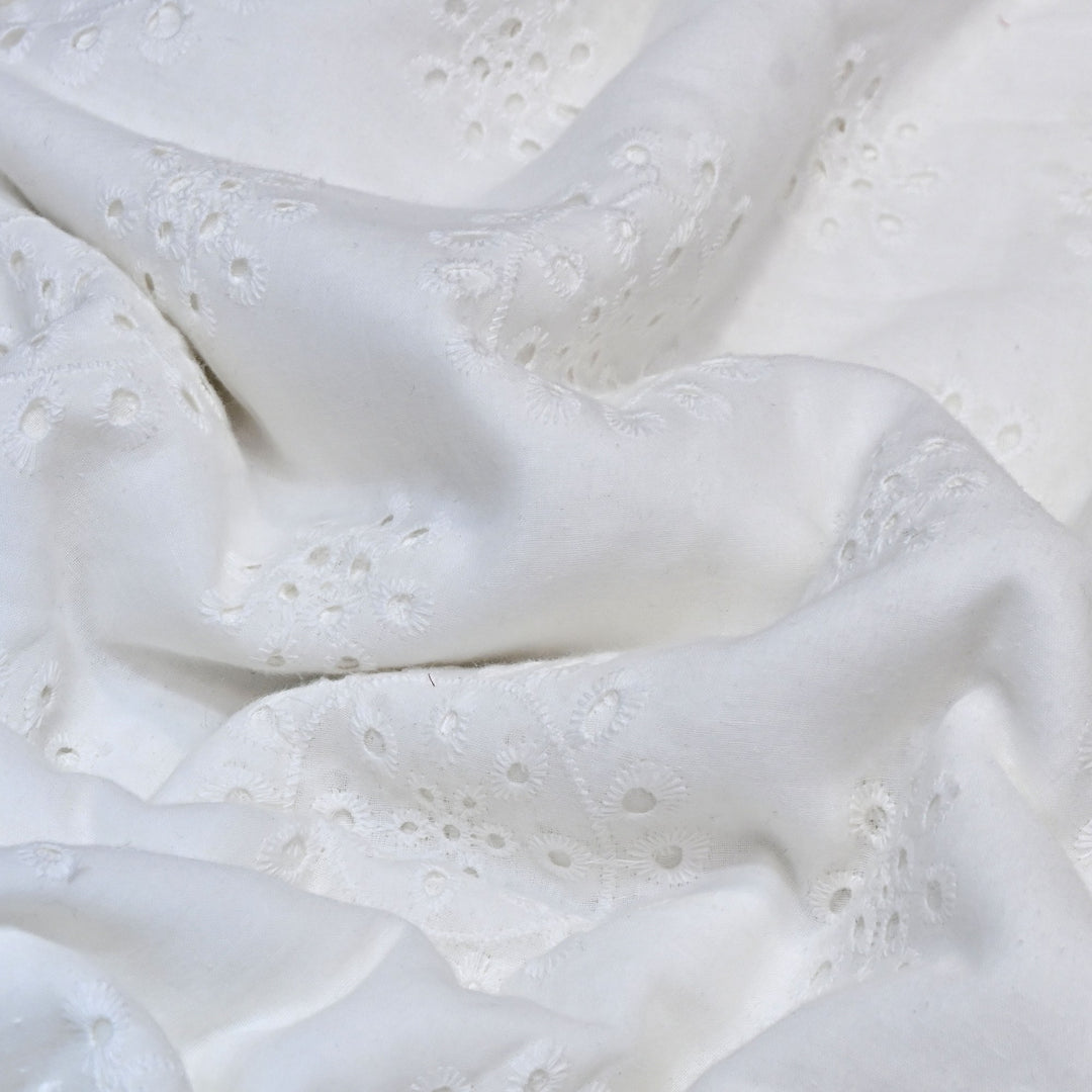 Cotton Chikan Cutwork Fabric- Lightweight Designer Embroidery Fabric- AT490/24-A-1