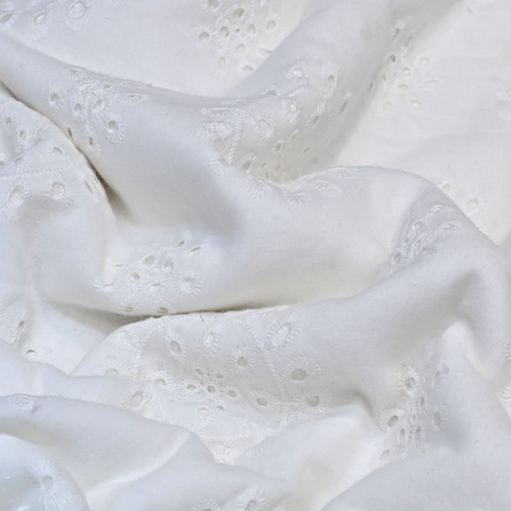 Cotton Chikan Cutwork Fabric- Lightweight Designer Embroidery Fabric- AT490/24-A-1