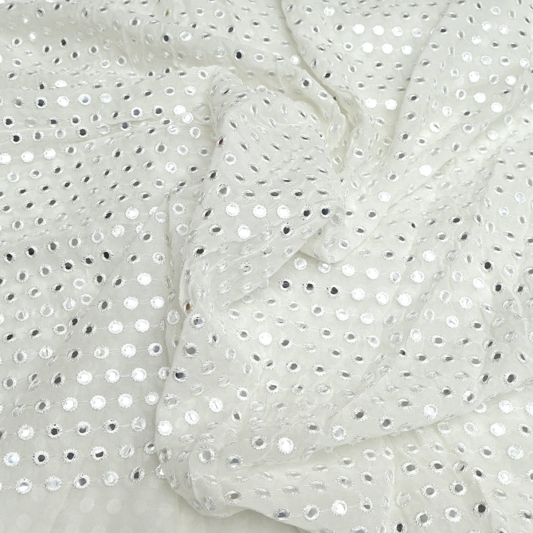 Viscose Georgette Mirror Embroidery Fabrics