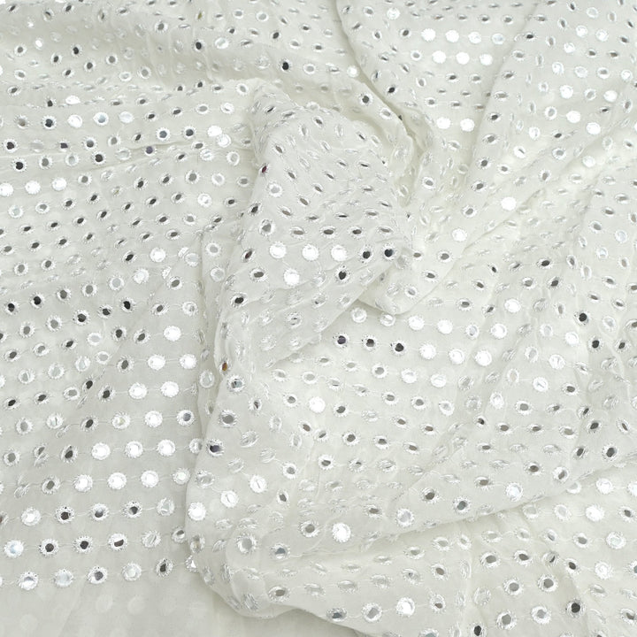 Viscose Georgette Mirror Embroidery Fabrics