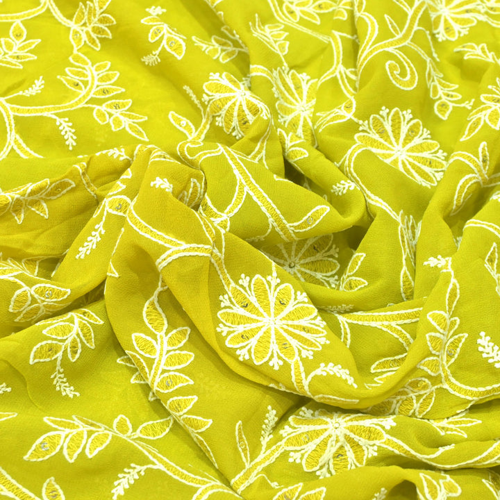 Viscose Georgette Thread With Sequins Embroidery Fabrics