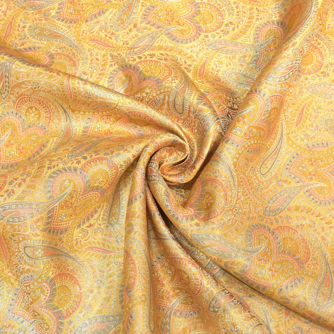 Gajji Satin Position Print Zari Jacquard Fabrics