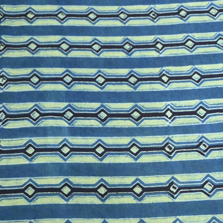 Indigo Blue Modal Satin Fabric in Digital Print.