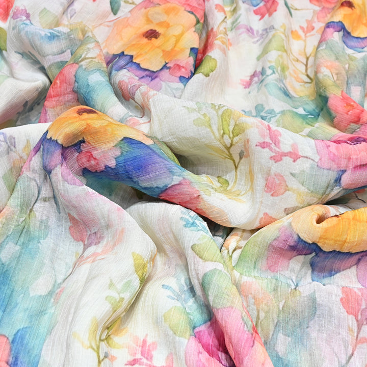 Multi Color Crush Muslin Digital Print Fabric – Soft Designer Muslin Print Fabric- COO145-6