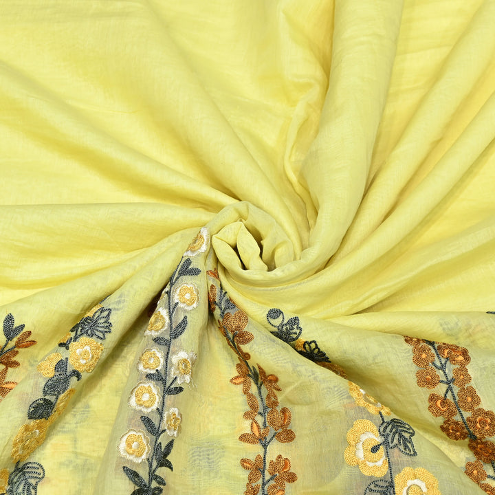 Mul Chanderi Thread Embroidery Fabric|Soft Designer Embroidered Dress Material-V1658C-01