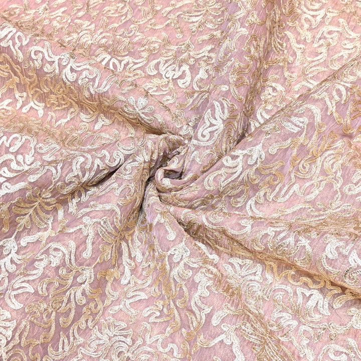 Crush Organza Tissue Zari Embroidery Fabric – Elegant Designer Party Wear Fabric - F81391-03