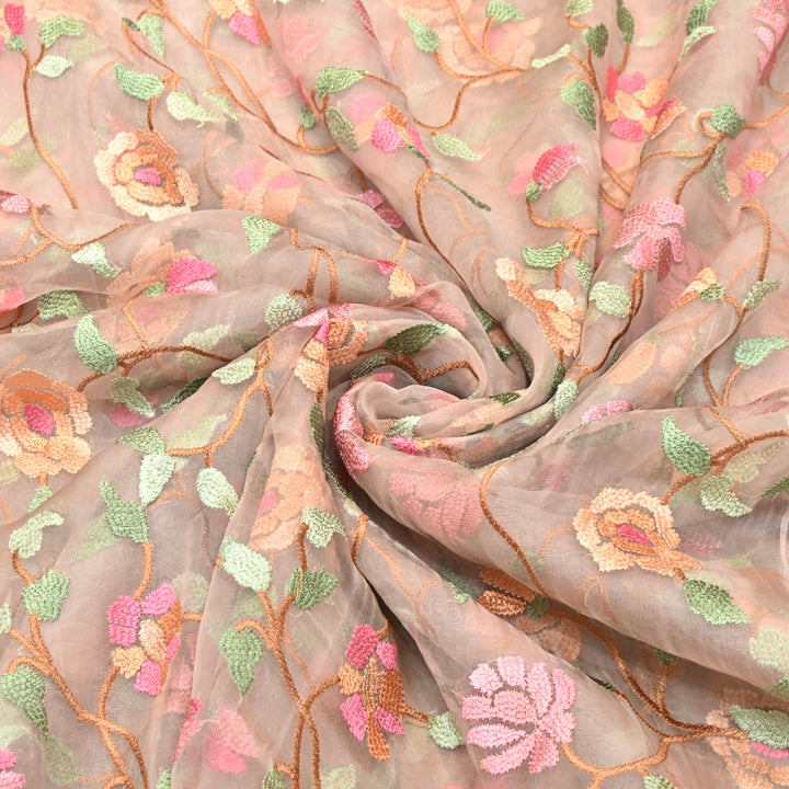 Premium Silk Organza Thread & Sequence Embroidery Fabric-V1117C-6C