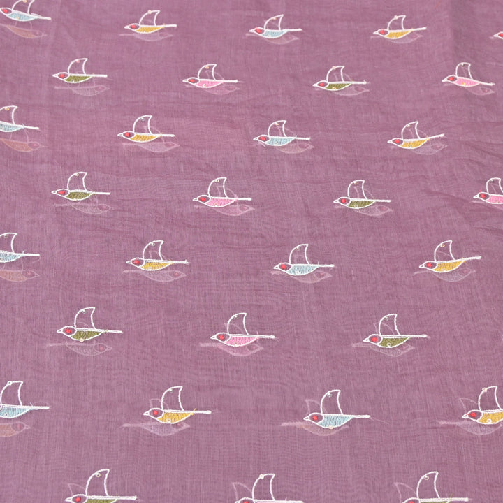 Mauve Mul Chanderi Sequins Embroidery.