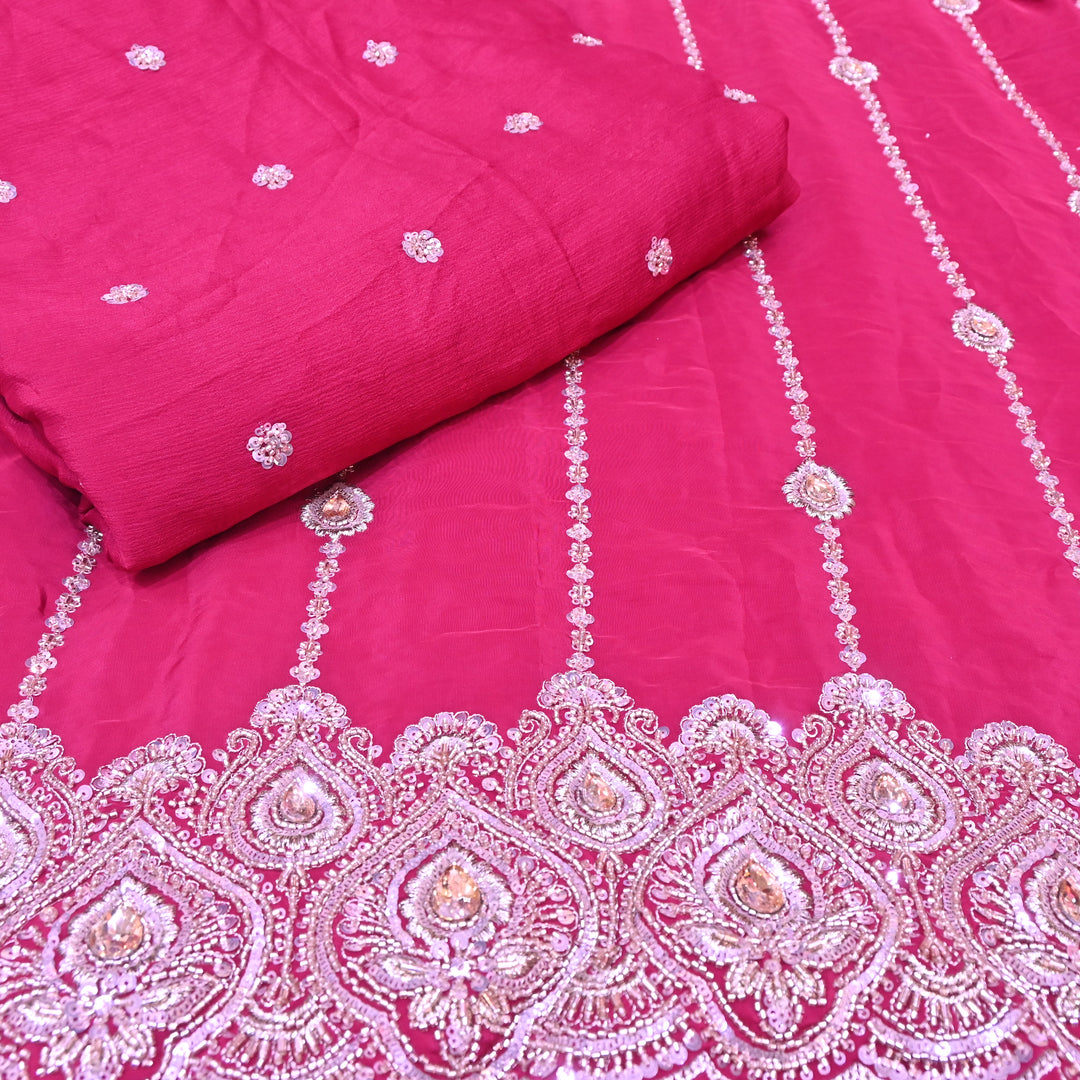 Magenta Fabric with Zari, Cutdana & Sequins Embroidery