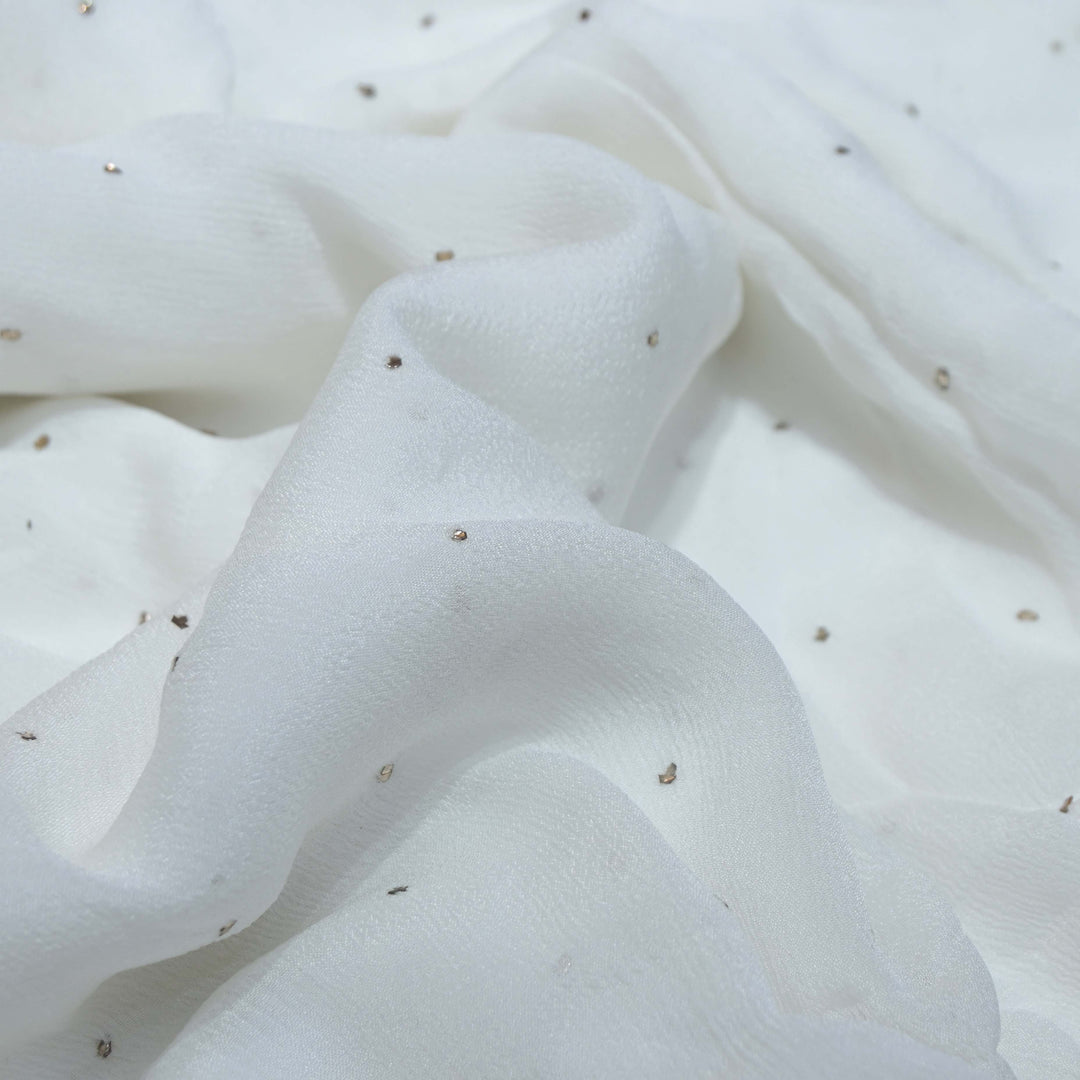 Chinon Chiffon Mukaish Hand Work Fabrics