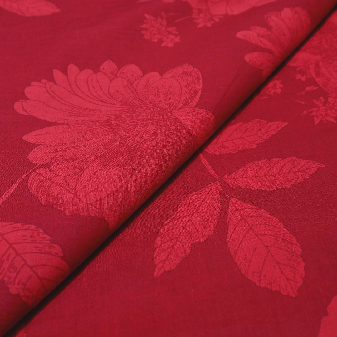 Love Red Cotton Printed Fabric