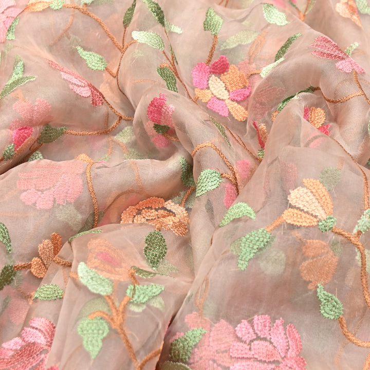 Premium Silk Organza Thread & Sequence Embroidery Fabric-V1117C-6C