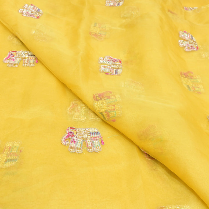 Dyed Silk Organza Moti With Zari Embroidery Fabrics