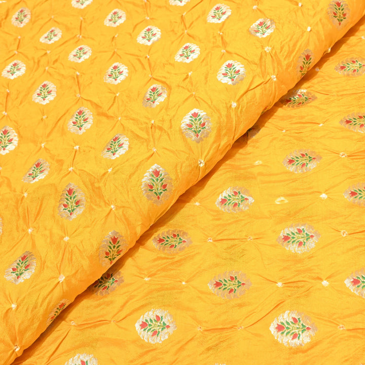 Pure Chiniya Silk Zari And Hand Bandhani Fabrics