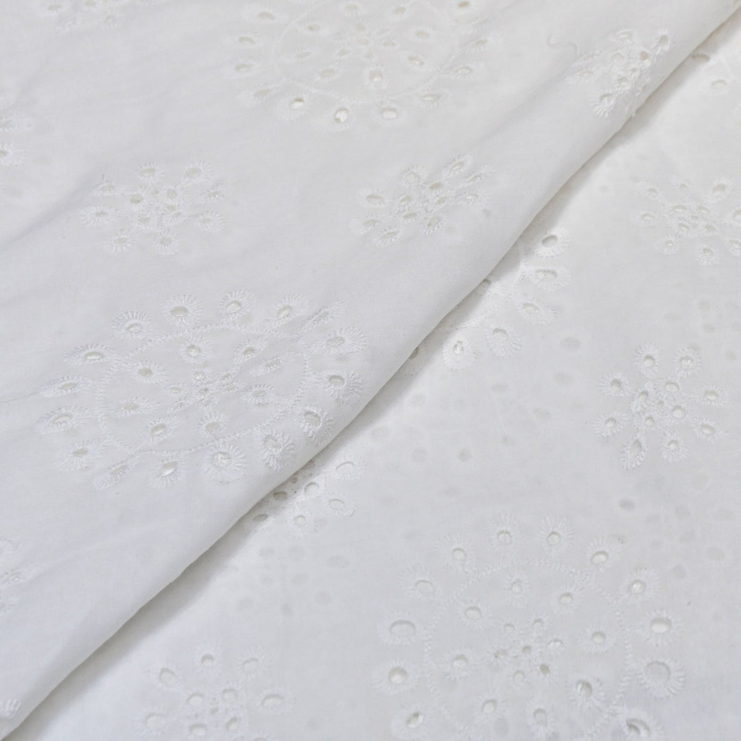 Cotton Chikan Cutwork Fabric- Lightweight Designer Embroidery Fabric- AT490/24-A-1