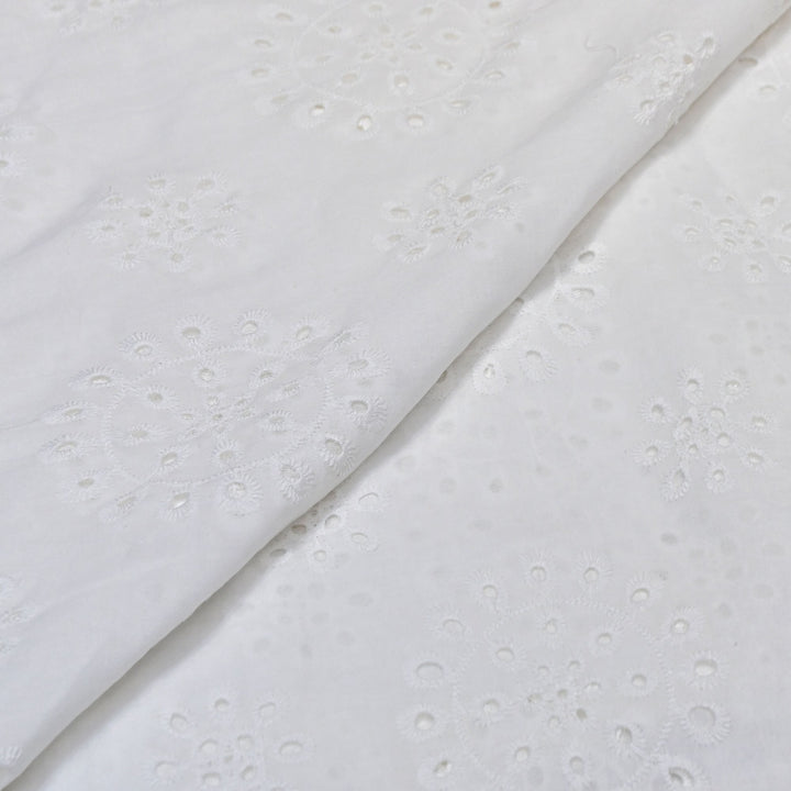 Cotton Chikan Cutwork Fabric- Lightweight Designer Embroidery Fabric- AT490/24-A-1