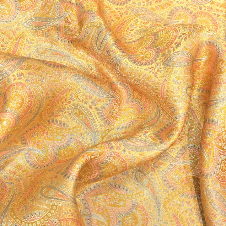 Gajji Satin Position Print Zari Jacquard Fabrics