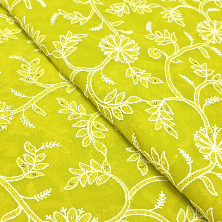 Viscose Georgette Thread With Sequins Embroidery Fabrics