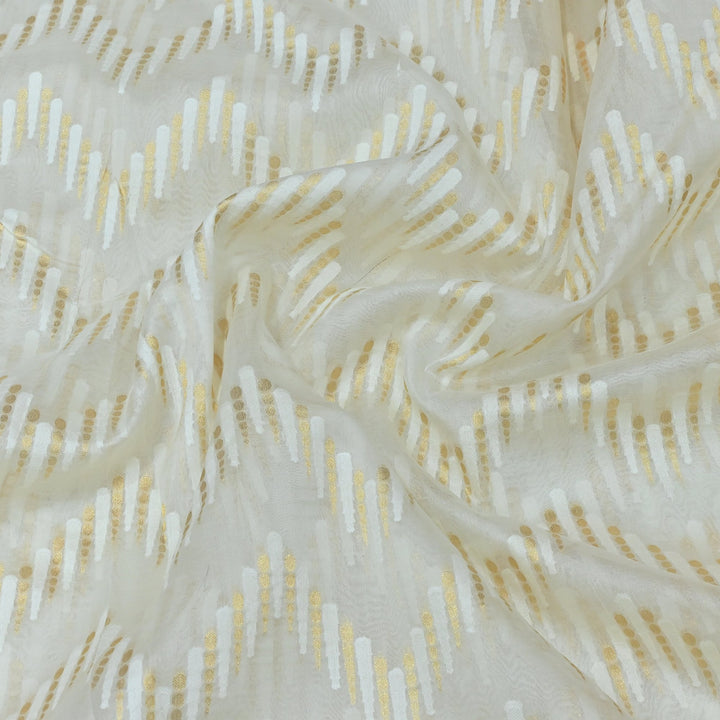 Dyeable Pure Organza Self Zari Work Fabrics