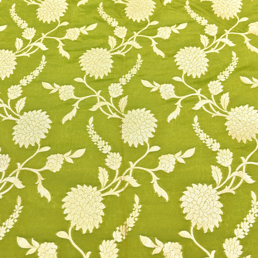 Parrot Green base with shimmering gold floral brocade.
