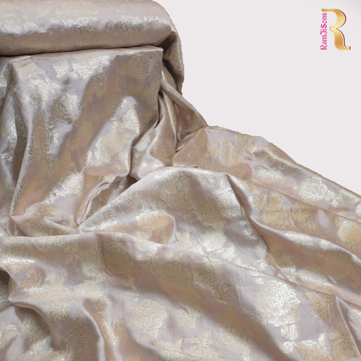 Beige Pure Mango Silk Zari Brocade fabric. | 165-192B