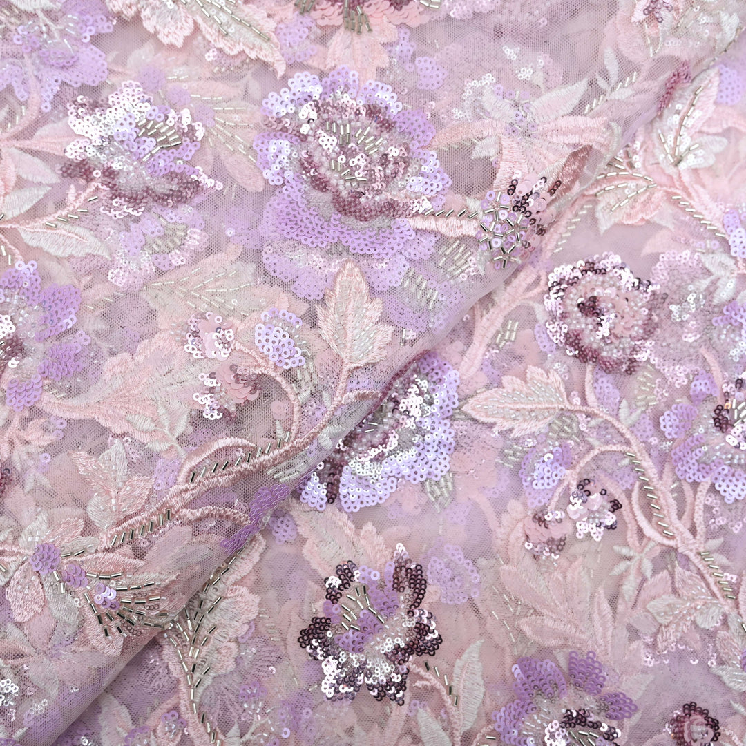 Baby Pink  Net Imported Embroidery Fabric| 25750-4B