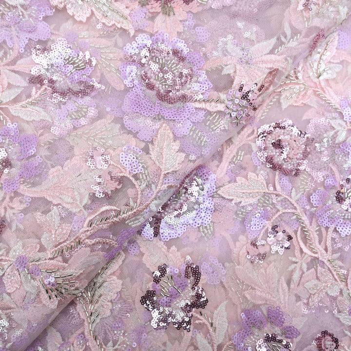 Baby Pink  Net Imported Embroidery Fabric| 25750-4B