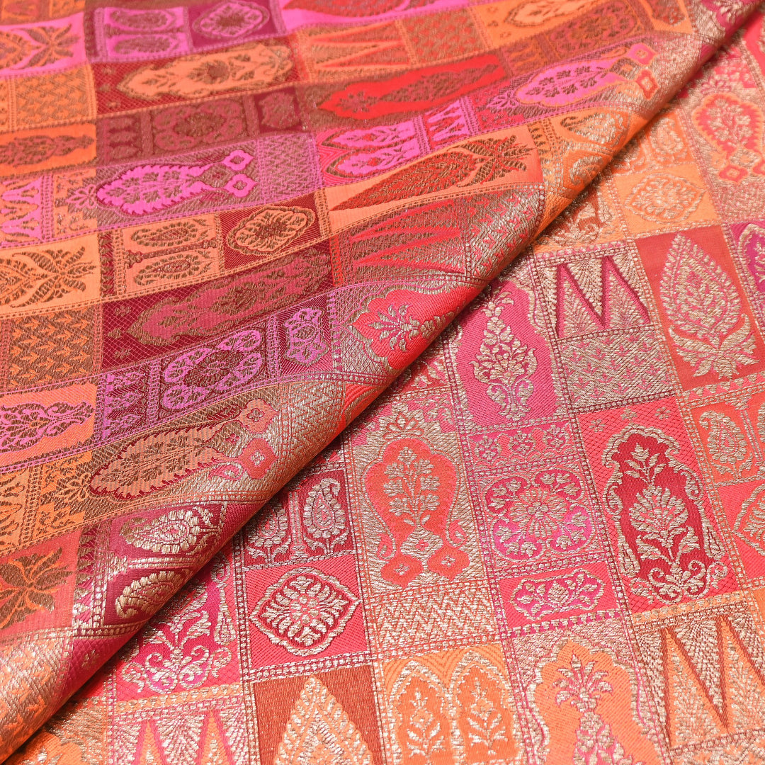 Multi Rangoli Brocade Fabric – Premium Zari Woven Designer Brocade Fabric 001006-A20