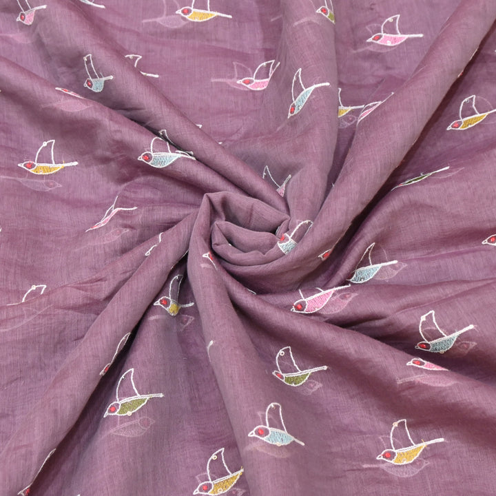 Mauve Mul Chanderi Sequins Embroidery.