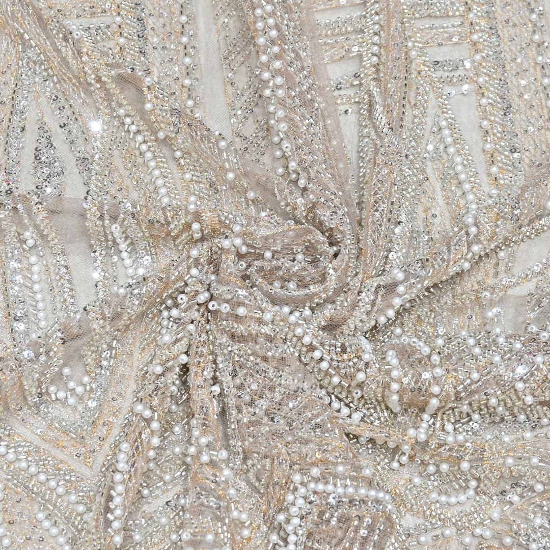 IMPORTED PEARL & BEADED FABRIC- 28RJ00- 03