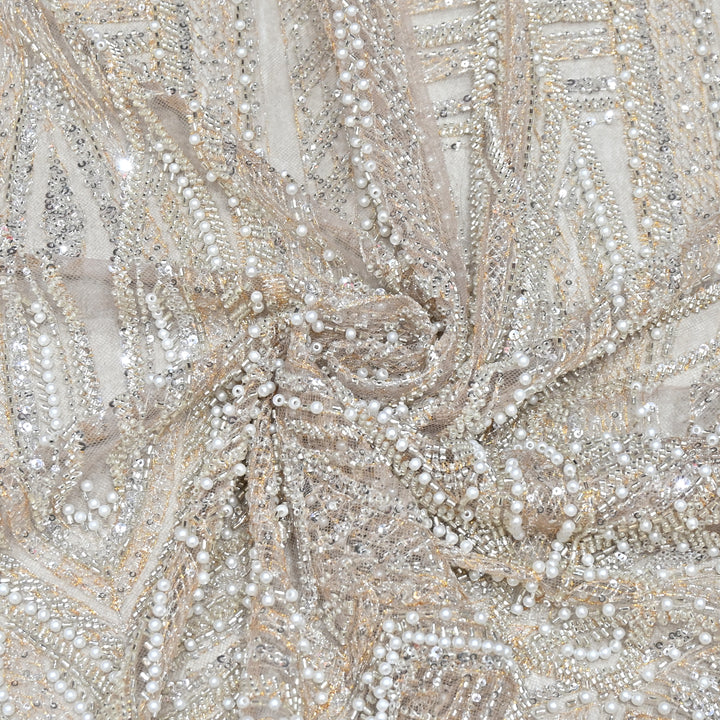 IMPORTED PEARL & BEADED FABRIC- 28RJ00- 03
